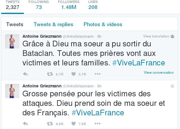 Δραματικές στιγμές: Ο Γκριεζμάν έφυγε από το γήπεδο και έψαχνε την αδερφή του στο θέατρο Bataclan [εικόνες] | iefimerida.gr 0