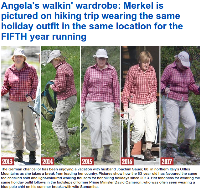 Daily Mail: Η Μέρκελ κάνει πεζοπορία με τα ίδια ρούχα εδώ και 5 χρόνια [εικόνες] | iefimerida.gr 1