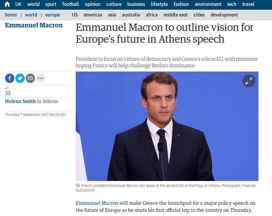 Guardian: Ομιλία για το μέλλον της Ευρώπης θα απευθύνει ο Μακρόν από την Πνύκα | iefimerida.gr 0