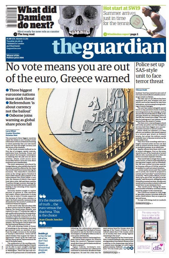 O Τσίπρας «σηκώνει» το ευρώ -Ο Guardian προειδοποιεί: Ελλάδα, το «όχι» σημαίνει Grexit [εικόνες] | iefimerida.gr 1