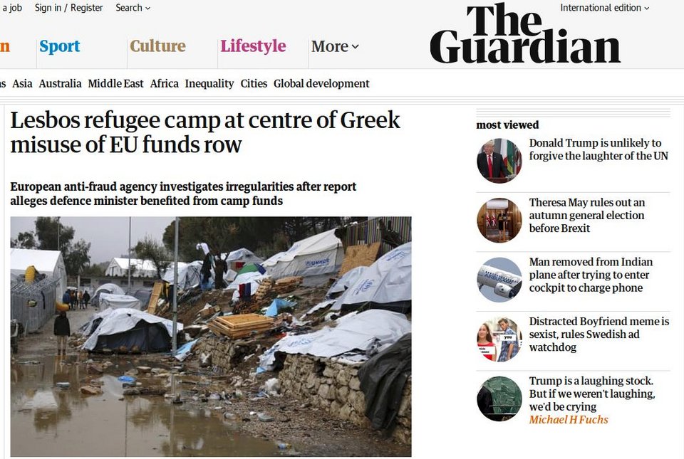 Guardian: Γίνεται έρευνα για τη διασπάθιση κοινοτικών κονδυλίων στο προσφυγικό | iefimerida.gr 0