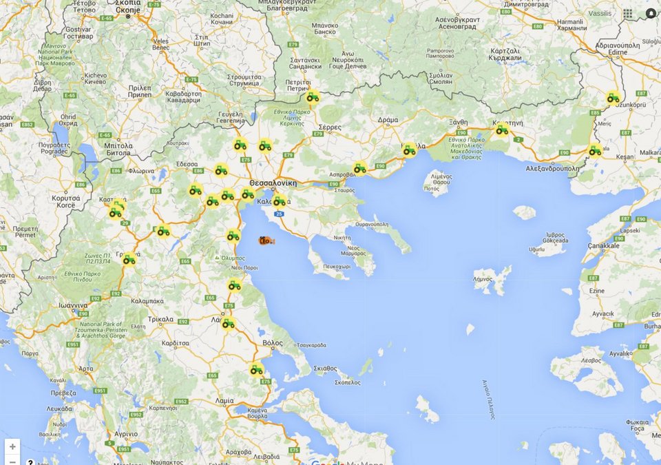 Ο χάρτης με τα σημεία συγκέντρωσης-μπλόκα των αγροτών στη Βόρεια Ελλάδα | iefimerida.gr 0