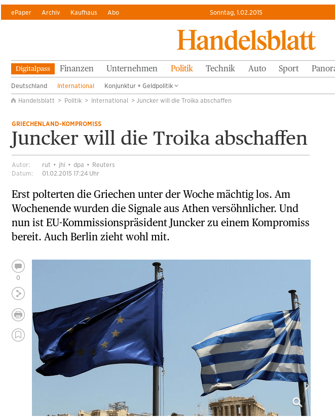 Handelsblatt: Ο Γιούνγκερ δέχεται να καταργηθούν οι ταπεινωτικές επισκέψεις της Τρόικα στην Ελλάδα | iefimerida.gr 0