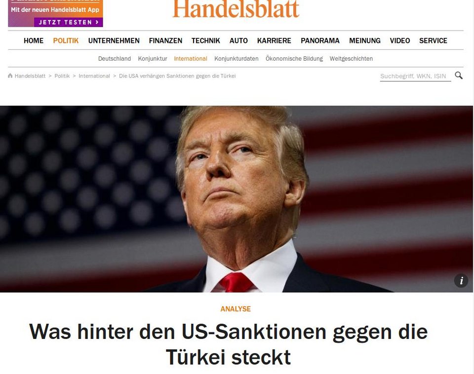 Handelsblatt: Οι ΗΠΑ θα μπορούσαν να αποσταθεροποιήσουν την τουρκική οικονομία | iefimerida.gr 0