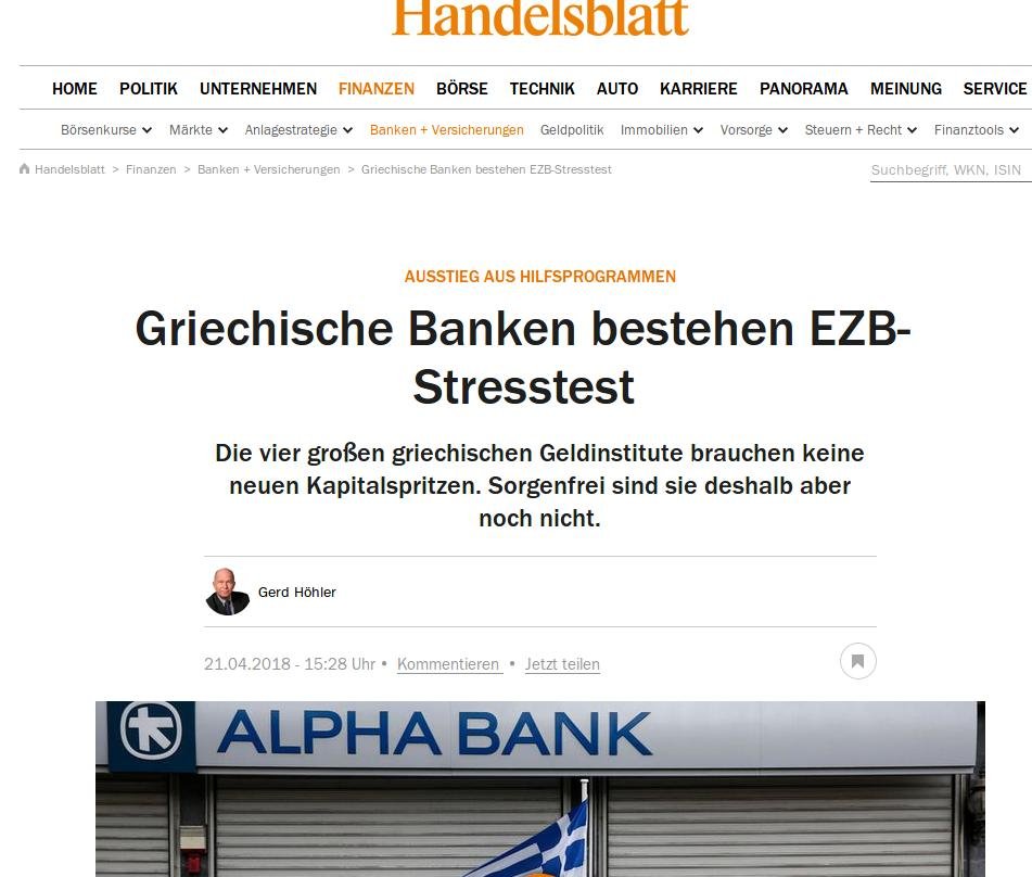 Handelsblatt: Οι ελληνικές τράπεζες περνούν το stress test της ΕΚΤ | iefimerida.gr 0