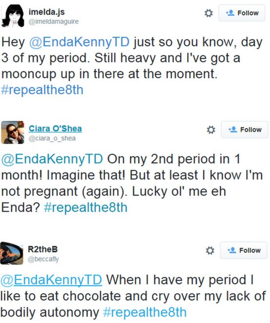 Γιατί οι γυναίκες στην Ιρλανδία τουιτάρουν για την... περίοδό τους στον πρωθυπουργό [εικόνα] | iefimerida.gr 0