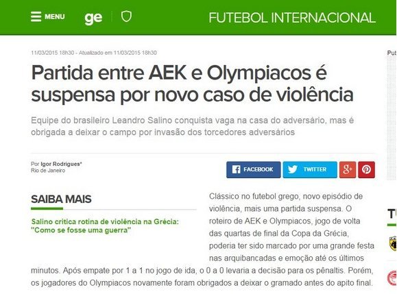 Πρώτο θέμα στα διεθνή ΜΜΕ τα επεισόδια στο ΑΕΚ-Ολυμπιακός: Αναφορές και στους πανηγυρισμούς του Περέιρα [εικόνες] | iefimerida.gr 6