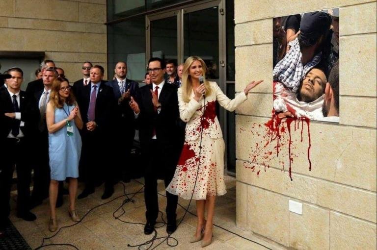 Photoshop: Η Ιβάνκα Τραμπ με ματωμένο φόρεμα από το λουτρό αίματος στη Λωρίδα της Γάζας  [εικόνες] | iefimerida.gr 3