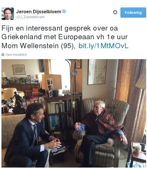 Ο Ντάισελμπλουμ μιλούσε επί μία ώρα για την Ελλάδα με έναν 95χρονο θρύλο της Ε.Ε. [εικόνα] | iefimerida.gr 0