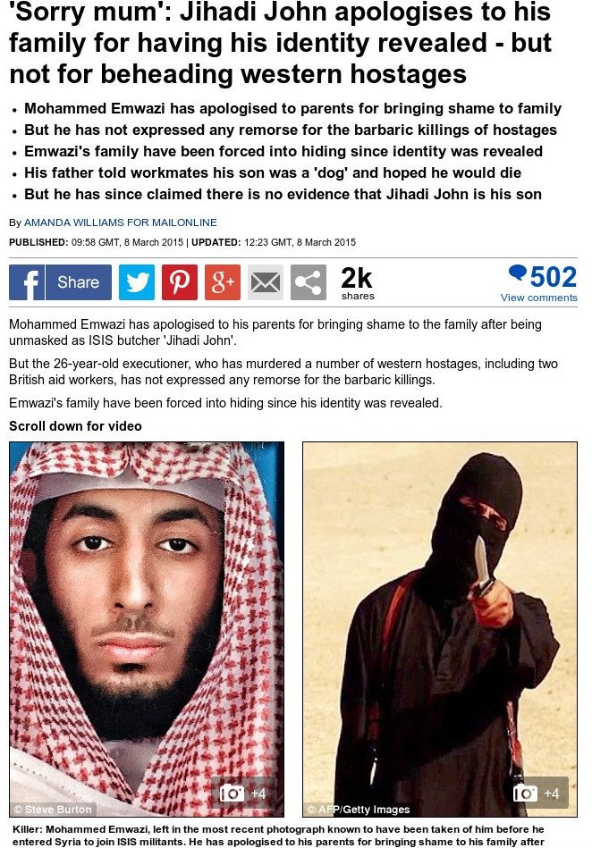 Συγγνώμη μαμά» από τον Τζιχάντι Τζον – Για την ντροπή, αλλά όχι για τους αποκεφαλισμούς [εικόνες] | iefimerida.gr 1