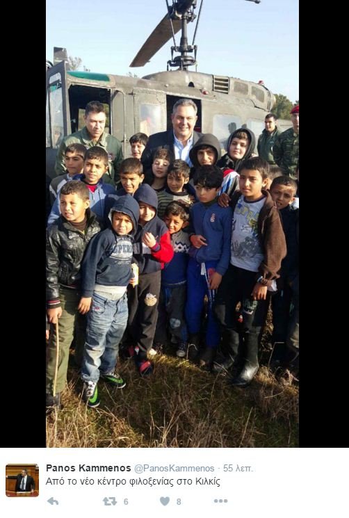 Στο Κιλκίς με ελικόπτερο ο Καμμένος -Φωτογραφίζεται με προσφυγόπουλα [εικόνα] | iefimerida.gr 0