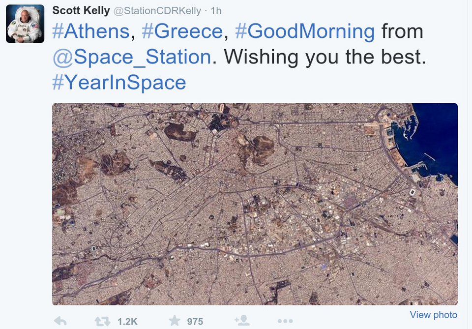 Αστροναύτης ποστάρει φωτό της Αθήνας από το διάστημα -«Σας εύχομαι τα καλύτερα!» [εικόνα] | iefimerida.gr 1