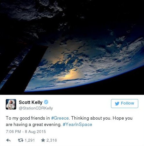 Αστροναύτης φωτογραφίζει την Ελλάδα από το Διάστημα και στέλνει μήνυμα συμπαράστασης [εικόνα] | iefimerida.gr 0