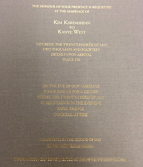 Το προσκλητήριο του γάμου της Κιμ Καρντάσιαν και του ΚάνιεΓουέστ [εικόνα] | iefimerida.gr 0