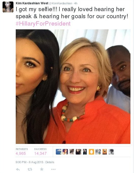 Η Κιμ Καρντάσιαν έβγαλε selfie με την Χίλαρι Κλίντον και γκρέμισε το διαδίκτυο [εικόνες] | iefimerida.gr 0