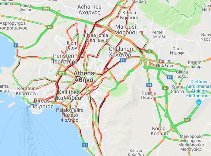 Εντονο μποτιλιάρισμα σε όλη την Αθήνα