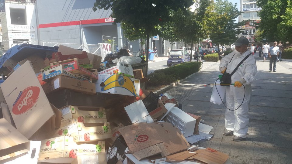 Στη Λάρισα ψεκάζουν τα σκουπίδια για να αποφύγουν μολύνσεις [εικόνες]  | iefimerida.gr 2