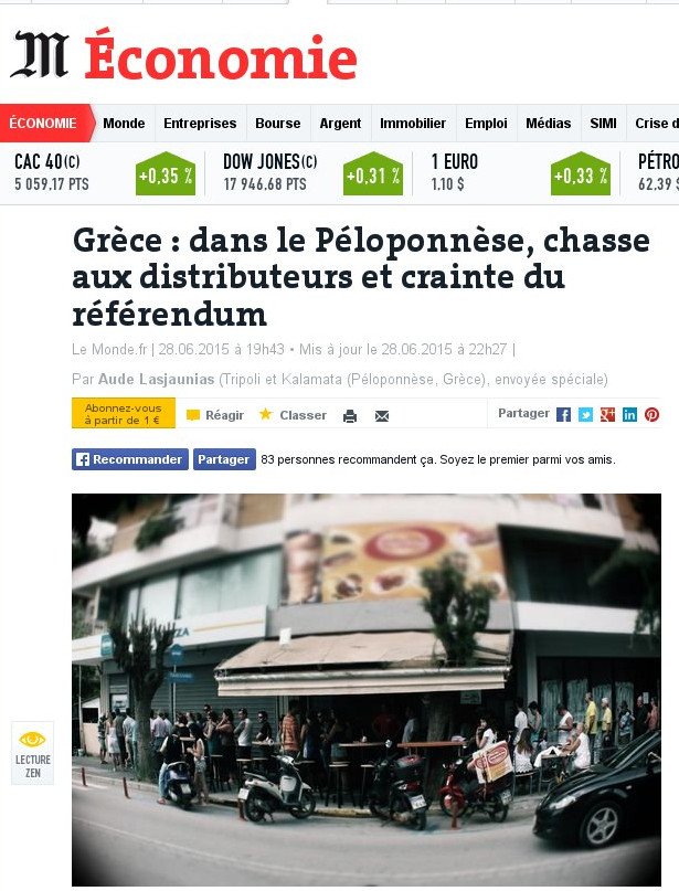 Η «Le Monde» σε Τρίπολη και Καλαμάτα: Οι πολίτες αδειάζουν τα ΑΤΜ και φοβούνται το δημοψήφισμα | iefimerida.gr 0