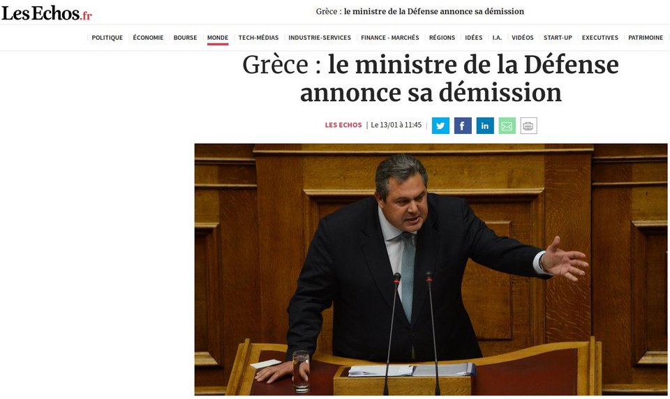 Διεθνή ΜΜΕ: Παραίτηση Καμμένου και κυβερνητική κρίση στην Ελλάδα λόγω της συμφωνίας των Πρεσπών | iefimerida.gr 4