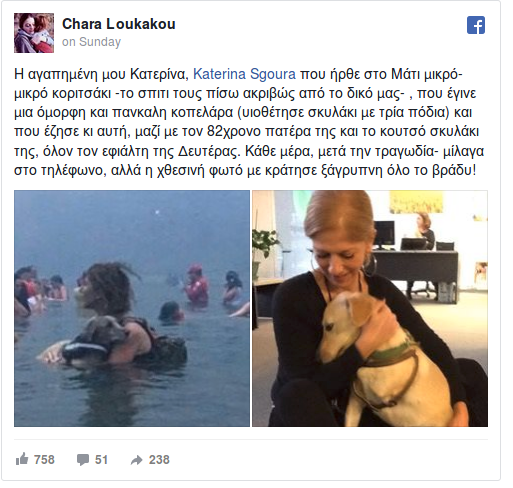 Φωτιά στο Μάτι: Η συγκινητική ιστορία της Κατερίνας και του τρίποδου σκύλου της | iefimerida.gr 1
