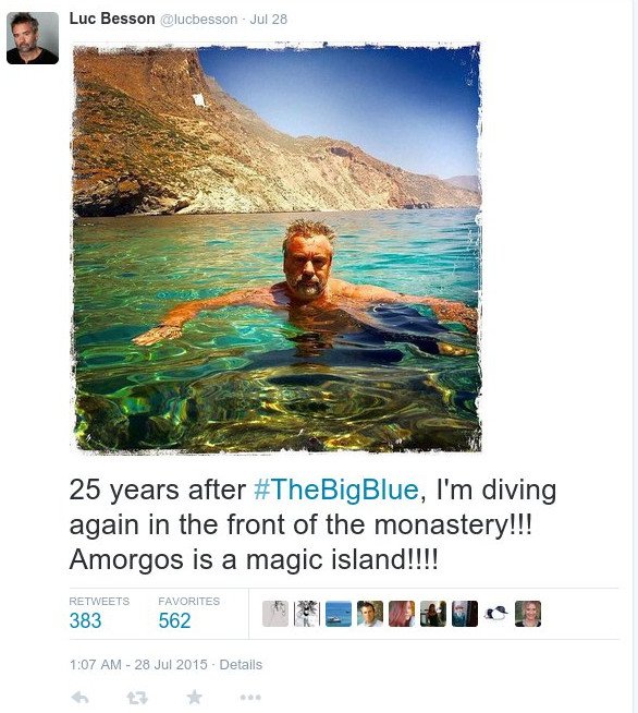 O Λικ Μπεσόν 25 χρόνια μετά το «Απέραντο Γαλάζιο» ξανά στην Αμοργό -Την εξυμνεί [εικόνα] | iefimerida.gr 0