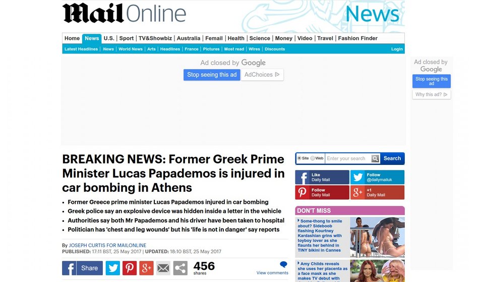 Διεθνής Τύπος: Κυρίαρχη είδηση η επίθεση στον Λουκά Παπαδήμο [εικόνες] | iefimerida.gr 1