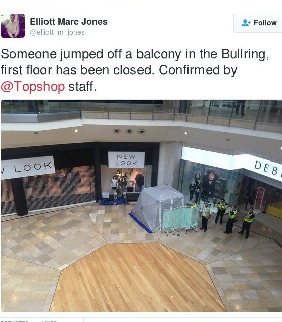 Σοκ στο Μπίρμινγχαμ: Ανδρας πήδηξε στο κενό από τον 3ο όροφο εμπορικού κέντρου [εικόνες & βίντεο] | iefimerida.gr 0