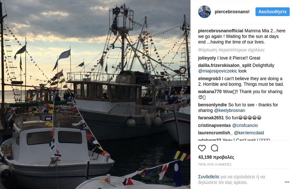 Πιρς Μπρόσναν και Κόλιν Φερθ ποστάρουν από τα γυρίσματα του νέου Mamma Mia [εικόνες]  | iefimerida.gr 7