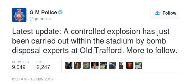 Ολντ Τράφορντ: Εξουδετερώθηκε ύποπτο δέμα με ελεγχόμενη έκρηξη [εικόνες] | iefimerida.gr 0