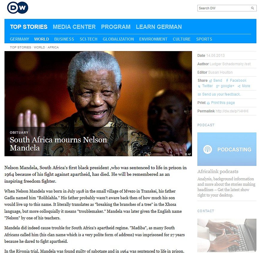 Η Deutsche Welle πέθανε τον Νέλσον Μαντέλα [εικόνες] | iefimerida.gr 0