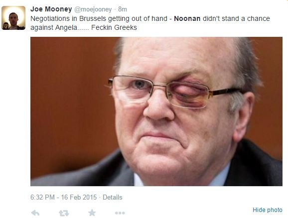 Με... μαυρισμένο μάτι εμφανίστηκε ο Ιρλανδός στις Βρυξέλλες - «Περιμέναμε ξύλο, αλλά στον Βαρουφάκη» σχολιάζει το Twitter [εικόνες] | iefimerida.gr 4