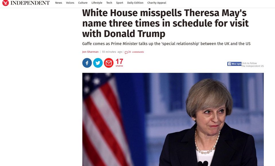 Σάλος στα βρετανικά ΜΜΕ: Ο Λευκός Οίκος μπέρδεψε την Τερέζα Μέι με πορνοστάρ [εικόνες]  | iefimerida.gr 1