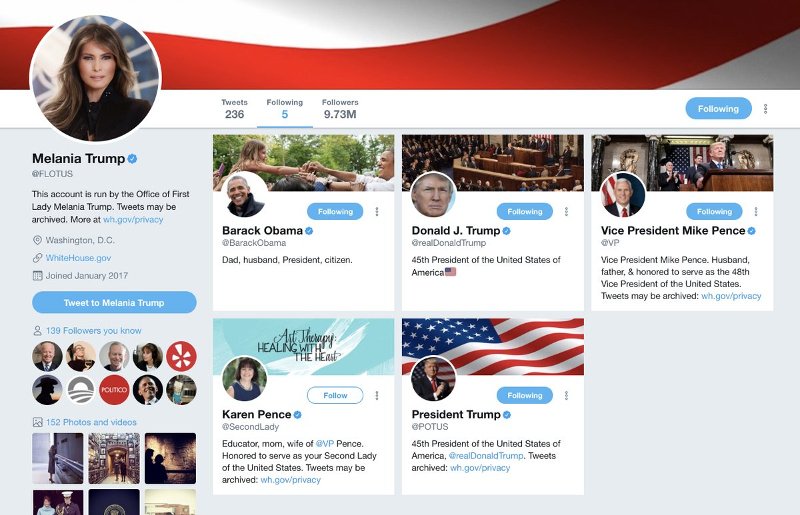 Η Μελάνια Τραμπ «παρακολουθεί» τον Ομπάμα στο Twitter [εικόνες] | iefimerida.gr 1