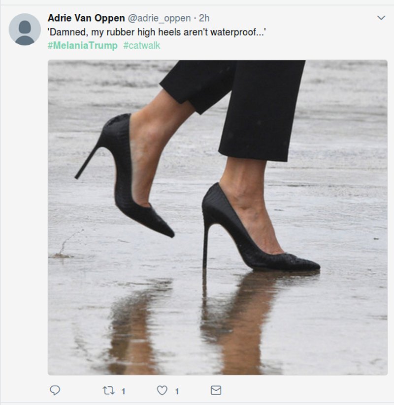 Επικό κράξιμο στο Twitter για τις γόβες της Μελάνια στις πλημμύρες - «Δεν είναι η Eβδομάδα Mόδας του Μιλάνου» | iefimerida.gr 0