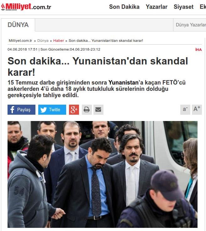 Τουρκικός Τύπος: Απόφαση-σκάνδαλο η απελευθέρωση των «8» -Καθήκον μας να τους βρούμε και να τους πακετάρουμε! | iefimerida.gr 3