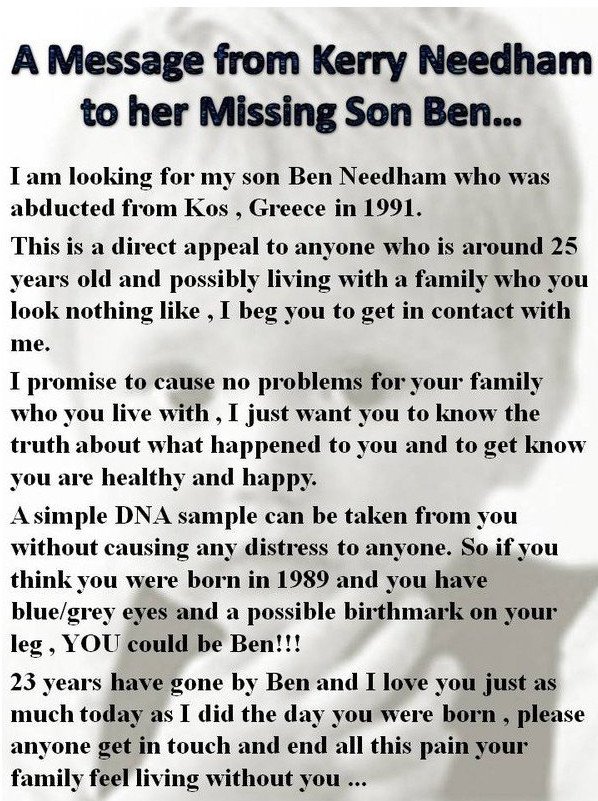 Νέα έκκληση από τη μητέρα του Μπεν -«Πάρε με τηλέφωνο αν νομίζεις ότι είσαι ο γιος μου» [εικόνες] | iefimerida.gr 2