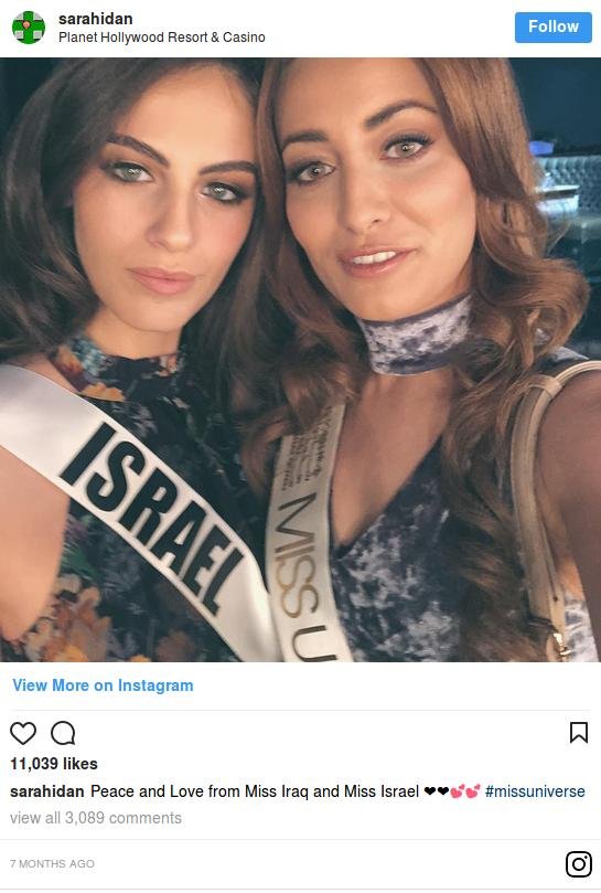Η Μις Ιράκ ξανασυνάντησε τη Μις Ισραήλ μετά το διπλωματικό επεισόδιο με τη selfie [εικόνες & βίντεο]  | iefimerida.gr 1