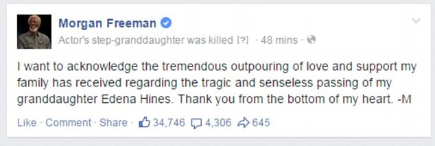 Άγρια δολοφονημένη βρέθηκε η εγγονή του Μόργκαν Φρίμαν - Ήθελαν να της κάνουν εξορκισμό [εικόνες] | iefimerida.gr 3