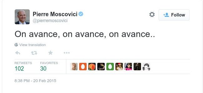 Το προφητικό tweet του Πιερ Μοσκοβισί μέσα από το Eurogroup: Προχωράμε, προχωράμε, προχωράμε [εικόνα] | iefimerida.gr 0