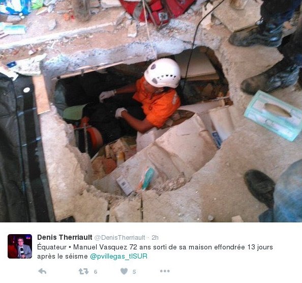 «Θαύμα» στον Ισημερινό -Βρήκαν ζωντανό άνδρα 13 ημέρες μετά το σεισμό [εικόνες]  | iefimerida.gr 0