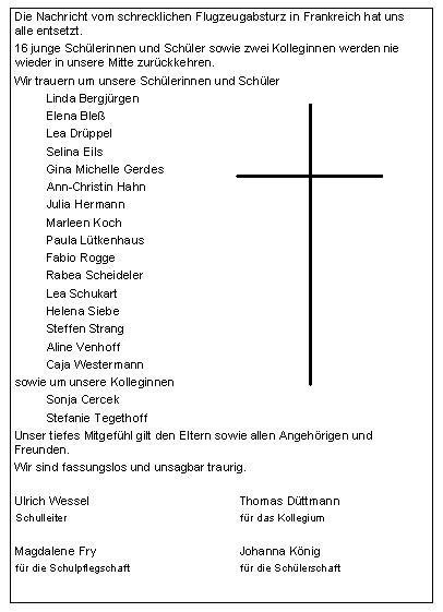 Η μακάβρια λίστα με τα ονόματα των 16 μαθητών και των δύο καθηγητριών που έχασαν την ζωή τους στο Airbus A320 [εικόνα] | iefimerida.gr 1