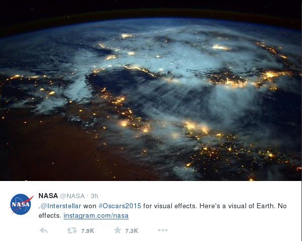 H NASA ισοπεδώνει τα Οσκαρ με ένα tweet [εικόνα] | iefimerida.gr 0