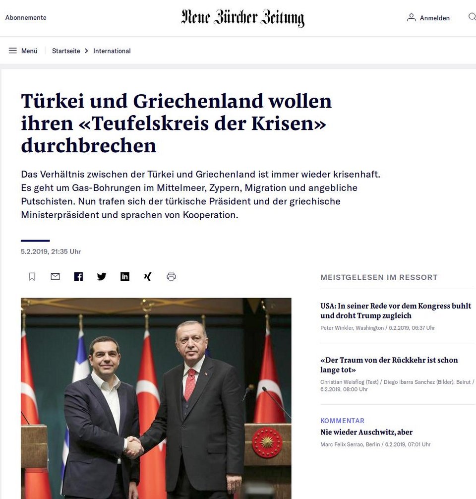 Τα διεθνή ΜΜΕ για τη συνάντηση Τσίπρα-Ερντογάν: «Θέλουν διάλογο, αλλά ισχνή η πρόοδος» | iefimerida.gr 2