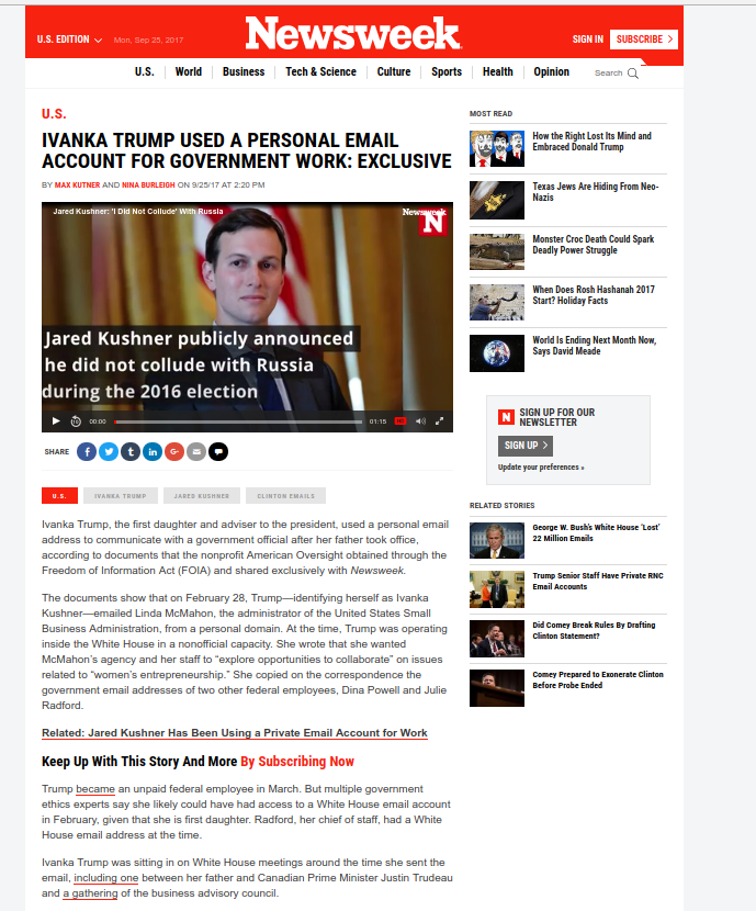 Αποκάλυψη Newsweek: H Ιβάνκα χρησιμοποιούσε το προσωπικό της email για κυβερνητικές υποθέσεις | iefimerida.gr 0