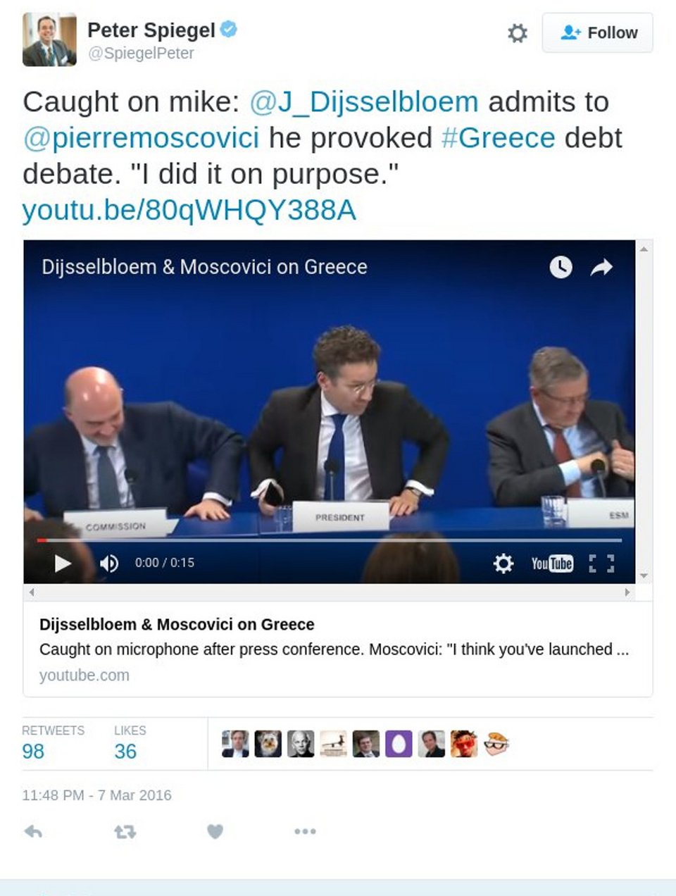 Ντάισελμπλουμ σε Μοσκοβισί: Επίτηδες πυροδότησα τη συζήτηση για το χρέος [βίντεο] | iefimerida.gr 0