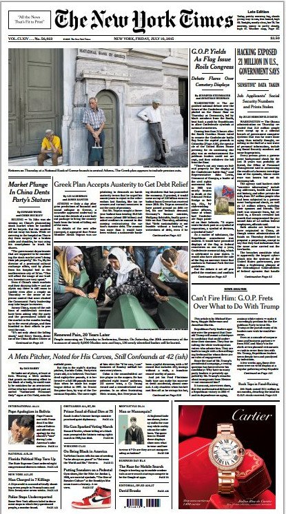 H Ελλάδα στο πρωτοσέλιδο των NY Times: Δέχθηκε άγρια λιτότητα με αντάλλαγμα ελάφρυνση χρέους | iefimerida.gr 2