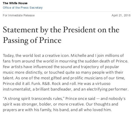 Ομπάμα για τον Prince: Ο κόσμος έχασε ένα είδωλο [εικόνα]  | iefimerida.gr 0