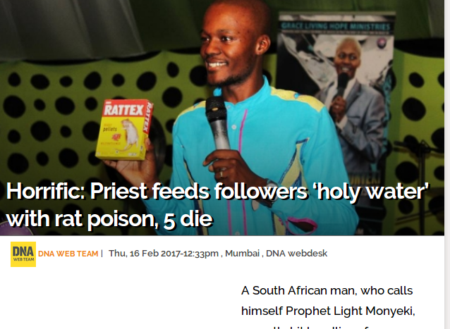 Ιερέας στη Νότια Αφρική έδωσε σε πιστούς... ποντικοφάρμακο για να τους αποδείξει ότι είναι αθάνατοι [εικόνες] | iefimerida.gr 0