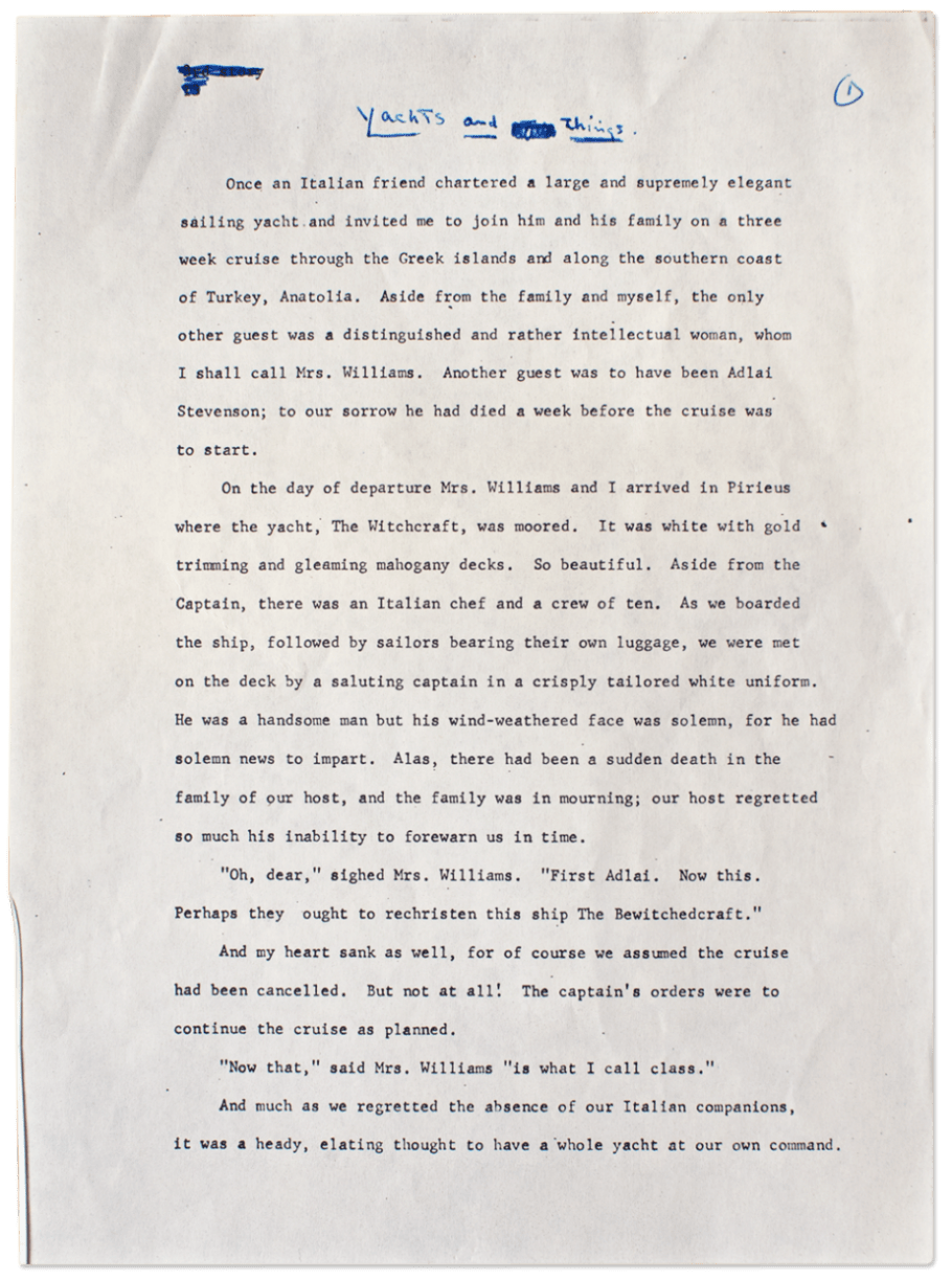 Η κρουαζιέρα στην Ελλάδα και η συνάντηση με  την Ευγενία Νιάρχου στις χαμένες σελίδες του Tρούμαν Καπότε [ντοκουμέντο] | iefimerida.gr 0