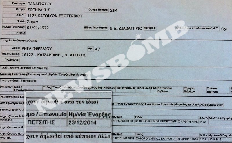 Το έγγραφο που αποδεικνύει την στενή επαγγελματική σχέση Πετσίτη με τους δικηγόρους του Λαυρεντιάδη